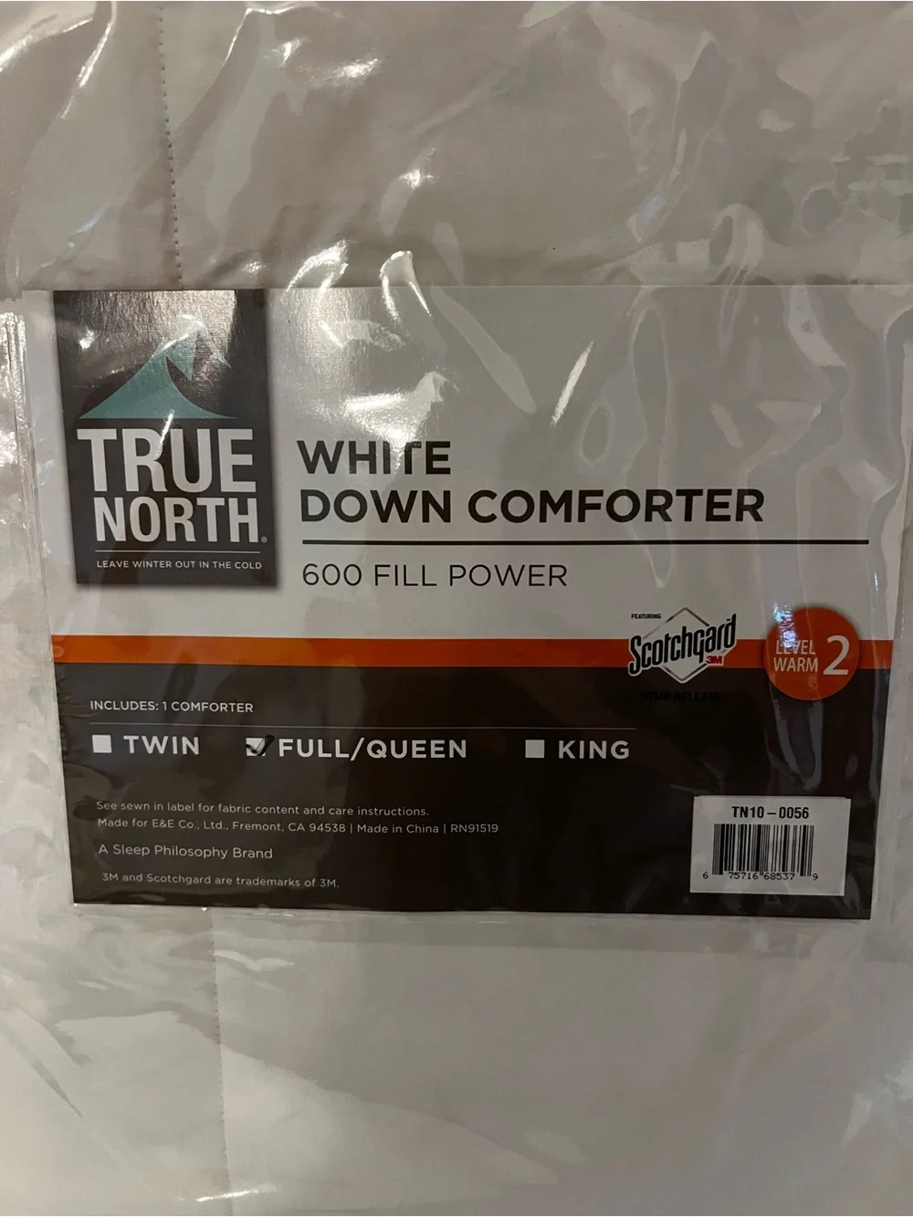 True North White Down Comforter 600 fill Queen/Full. New in original packaging